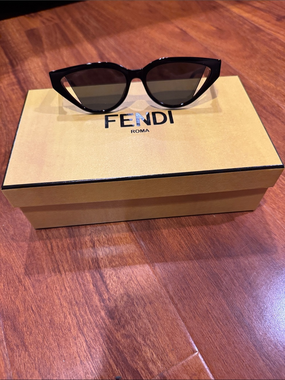 Fendi Black Cat Eye Sunglasses with Dark Lenses